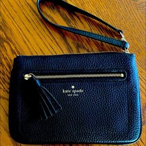 Black pebble leather wristlet.